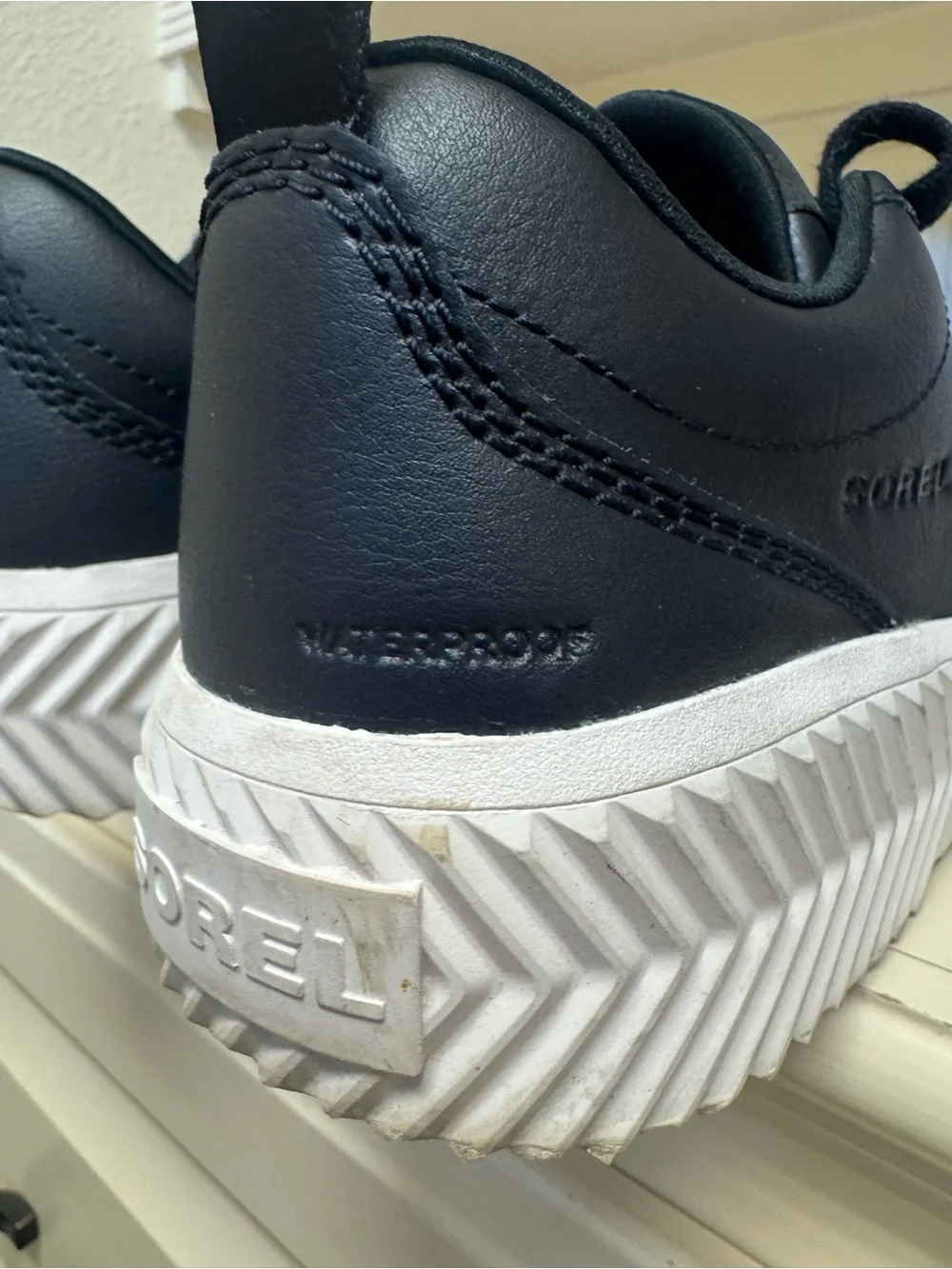 Sorel Waterproof Black Lace-Up Sneakers with White Platform Sole